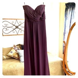Bill Levkof chiffon strapless bridesmaid dress